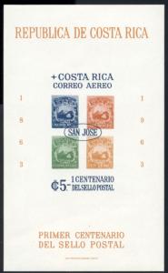 Costa Rica Scott #C366 MNH SOUVENIR SHEET IMPERF Postage Stamp Centenary $$