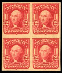 United States, 1904-9 #320 Cat$130+, 1906 2c carmine, block of four, never hi...