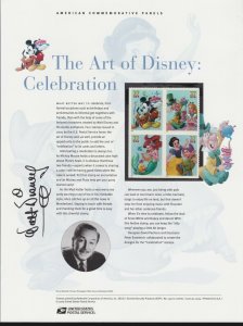 US #739 (37c) Art of Disney Celebration #3912-15 USPS Commemorative Stamp Panel