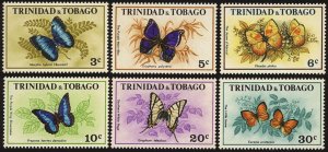 TRINIDAD & TOBAGO Sc 210-15 VF/MNH  - 1972 Butterflies Complete Set