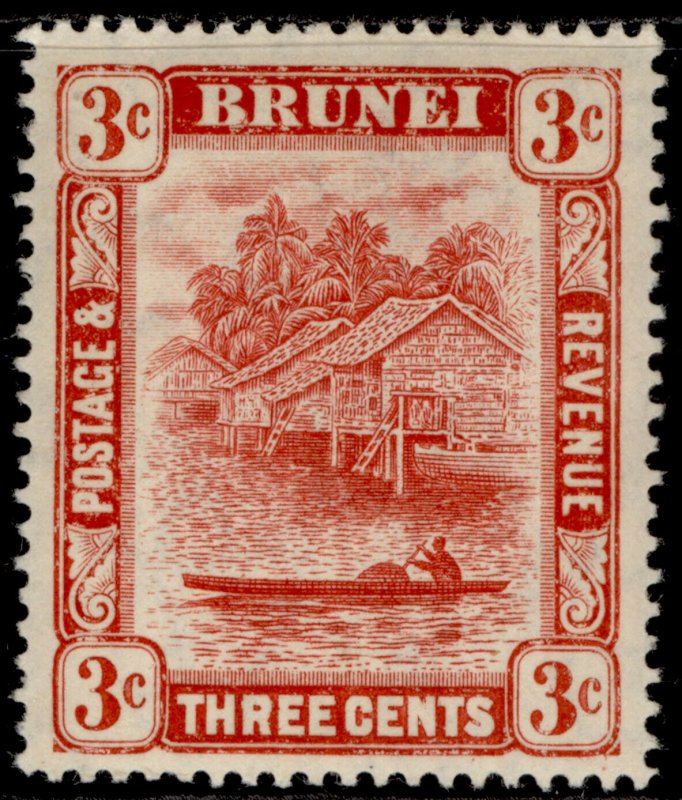 BRUNEI EDVII SG37, 3c scarlet, M MINT. 