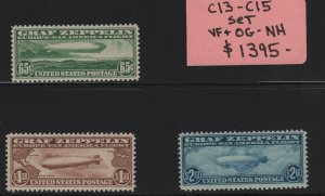 C13 - C15 VF+ Zeppelin Set OG mint never hinged nice color cv $ 1700 ! see pic !