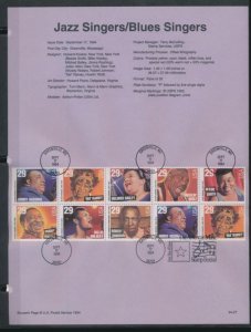 USPS 1994 SOUVENIR PAGE JAZZ SINGERS #2954-2961