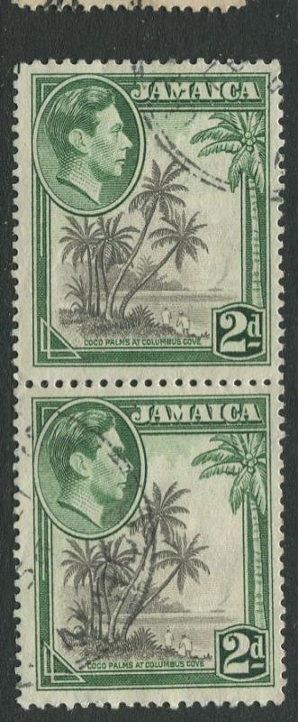 Jamaica -Scott 119b - KGVI Definitive -1938 - Used - Vert. Pair of 2p Stamp