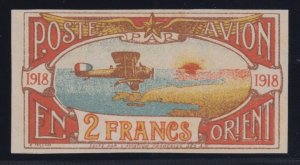 France, 1918 2fr Poste Avion en Orient Air Post Label, signed