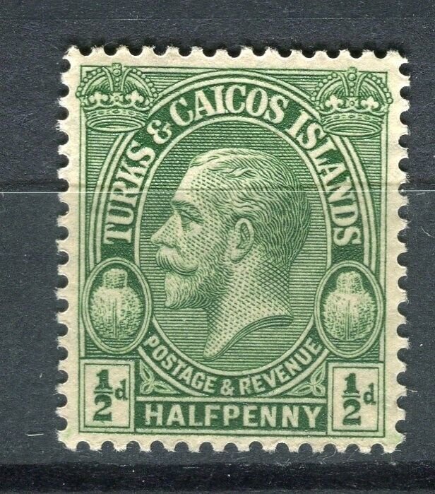 TURKS CAICOS; 1913 early GV issue Mint hinged 1/2d. value