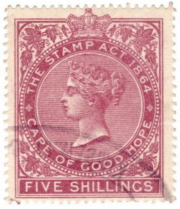 (I.B) Cape of Good Hope Revenue : Stamp Duty 5/- (1878)