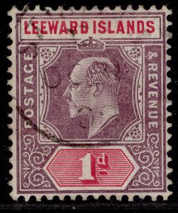 LEEWARD ISLANDS EDVII SG30, 1d dull purple & carmine, FINE USED.