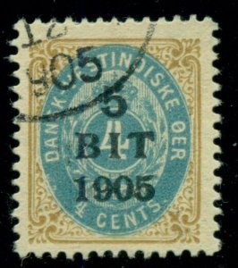 DANISH WEST INDIES #40av (29av) 5BIT 1905 Ovpt, INVERTED FRAME, used, RARE