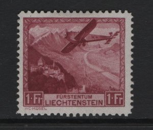 Liechtenstein  #C6  MH  1930  AIR  airplane over Rhine Valley 1fr