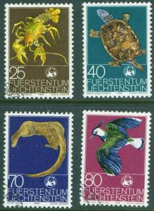 LIECHTENSTEIN Scott 583-6 WWF stamp set CTO CV $4.75