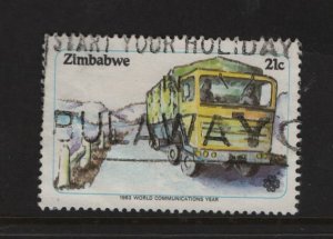 Zimbabwe 468 Used, 1983 World Communications Year, Truck on highway