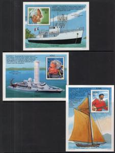 Palau 437-439 Jacques Cousteau Ships Souvenir Sheets MNH VF