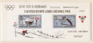 Aden Qu'aiti State MI # Block 11A, Grenoble Winter Olympics  PERF Mint NH