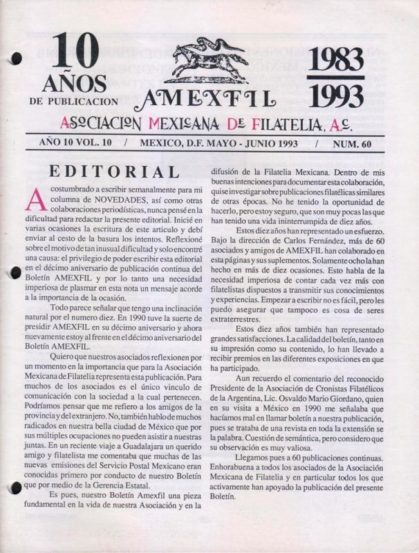 G)1993 MEXICO, AMEXFIL MAGAZINE, SPECIALIZED IN MEXICAN STAM