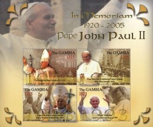 Gambia 2008 - Pope John Paul II - Sheet of 4 stamps - Scott #3184 - MNH