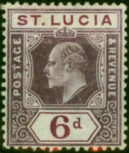 St Lucia 1905 6d Dull Purple & Violet SG72b Chalk Fine MM (2)