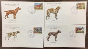 CONGO, PEOPLE’S REPUBLIC, #308-311, “DOGS”, set of 4 First Day Covers