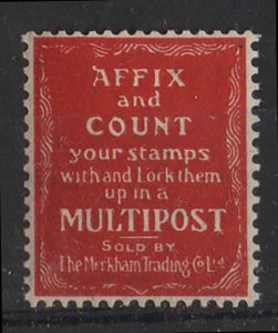 Cinderella MERKHAM Trading Co 'Affix and Count' MULTIPOST label unmounted mint