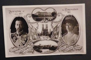 1911 Royalty Postcard Cover Coronation Souvenir King Georve V Queen Mary RPPC