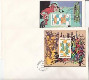 Djibouti, Scott cat. 535-536. Chess s/sheets on 2 Large First day covers. ^