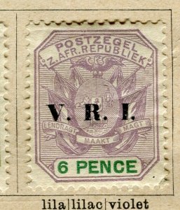 TRANSVAAL; 1900 early V.R.I. Optd. issue mint hinged 6d. value