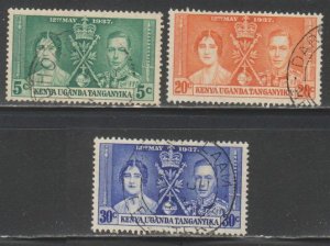 Kenya, Uganda & Tanzania,  Coronation (SC# 60-62) Used Set