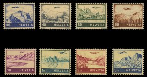 Switzerland #C27-34 Cat$29.90, 1941 Airpost, complete set, hinged