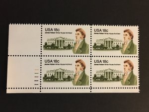 Scott # 1935 18-cent James Hoban, MNH Plate Block of 4