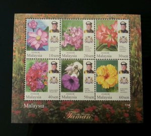 *FREE SHIP Malaysia Garden Flowers Definitive Issue Johor Sultan 2016 (ms) MNH