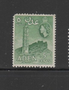 ADEN #48  1956  5c  MINARET   MINT VF LH  O.G