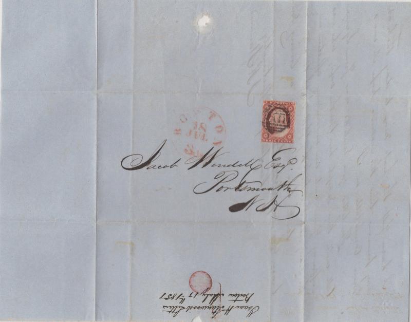 *US 19th Century Cover Scott #10A, Folded Letter, 3 Mgns, Boston 7-18-1851