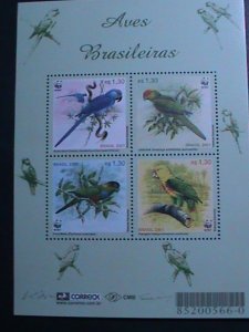 BRAZIL-2001 SC#2799 WWF WORLD WILDLIFE FUNDS-LOVELY BIRDS- MNH SHEET VF