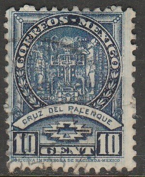 MEXICO 711, 10¢ PALENQUE CROSS 1934 DEFINITIVE, USED. VF. (530)
