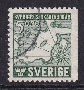 Sweden #348  used 1944 Baltic chart  perf. 12 1/2  Imperf. right  5o