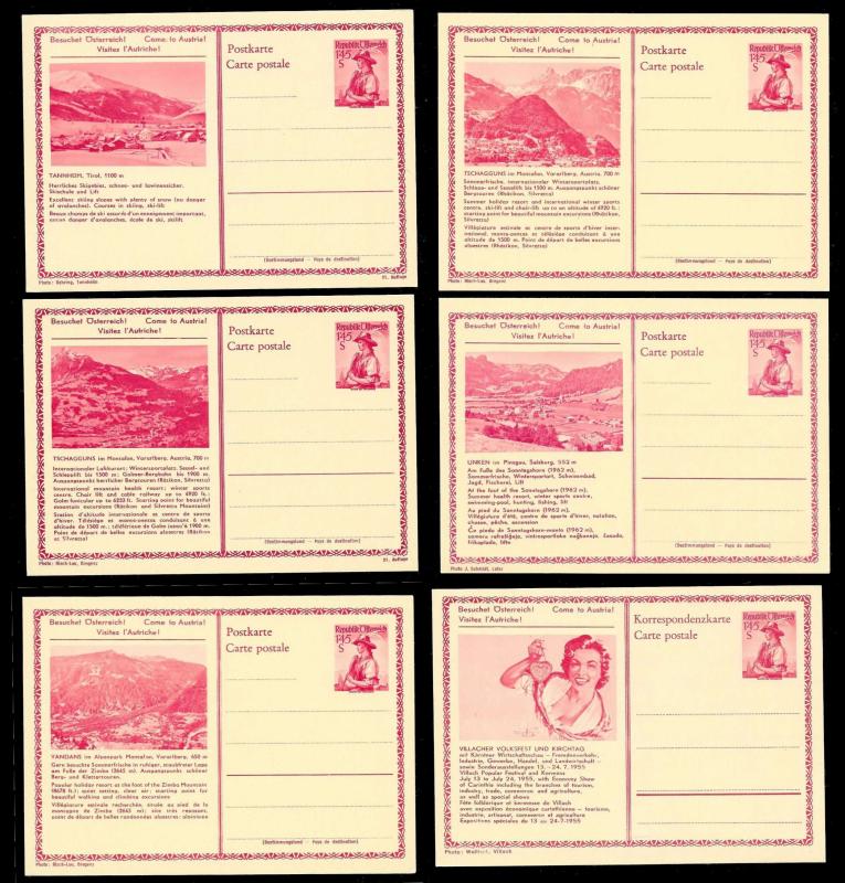 AUSTRIA (120) Scenery View Red 1.45 Shilling Postal Cards c1950s ALL MINT UNUSED