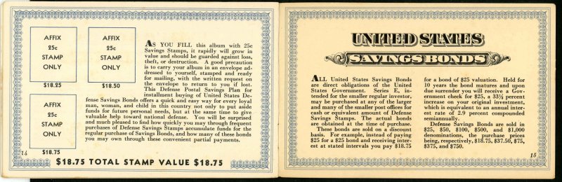 USA PS12 Used Defense Savings Bonds Booklet