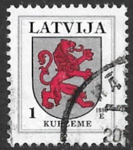 LATVIA 1994-2007 1s KURZEME ARMS Issue 1996 Imprint Sc 363a VFU