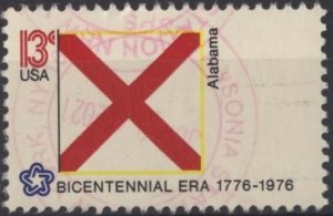 US 1654 (used, 2021 cancel) 13¢ flag of Alabama (1976)