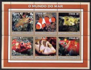 MOZAMBIQUE - 2002 - Tropical Fish #1 - Perf 6v Sheet - Mint Never Hinged
