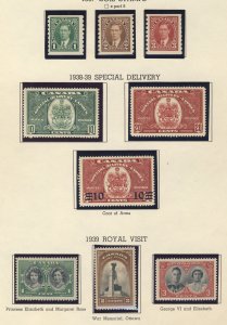 9x Canada Stamps; #238 to 240 #246 to 248 E7-E8-E9 MH VF Guide Value = $104.00
