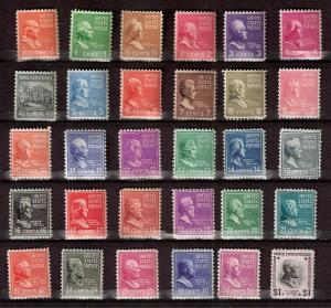  US 1938 -1939  Presidents Series Sc# 803 - Sc# 832 ($1.00)  Mint NH (30 Stamps)