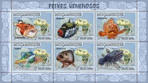 MOZAMBIQUE - 2007 - Poisonous Fish - Perf 6v Sheet - Mint Never Hinged
