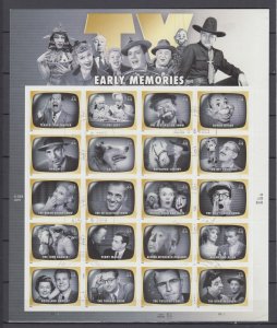 USA Sc#4414 Early TV Memories   full sheet of 20 Used (minimal fold at bottom)