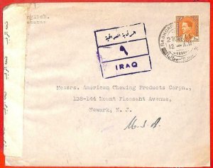 aa0282  - IRAQ  - POSTAL HISTORY -  CENSORED  COVER to  the USA  1944