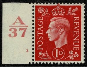 KGVI 1941-47 1d Scarlet Wmk. 127 Unused Control A37 Cylinder 3 dot S.G. 463