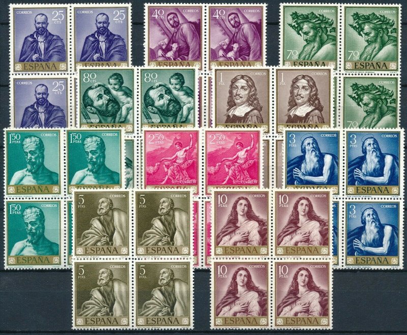 [30] Spain 1963 STAMP DAY Good set BLOCKS of stamps very fine MNH value $161