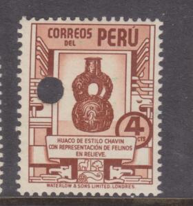 PERU, 1938 4c. Brown, Pottery, Waterlow Punched Proof, perf., mnh.