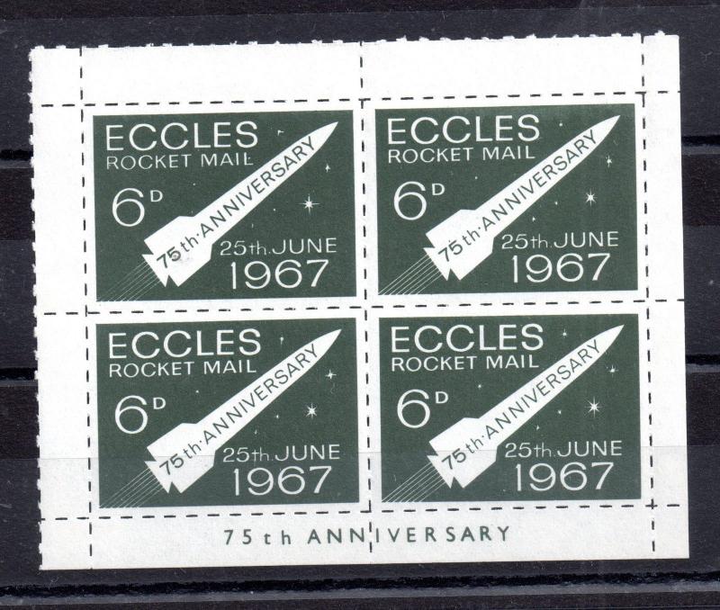 1967 Eccles Rocket Mail 6d Sheetlet MNH Cinderella WS5564