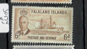 FALKLAND ISLANDS  KGVI 6D  BOAT     SG 178   VFU     PPO703H